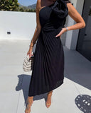 Rosalia Asymmetric Pleated Dress