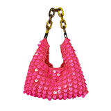 Mia Cotton Purse With Sequins and Chain Handle