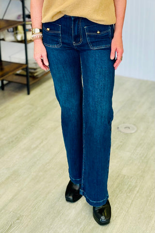 The Q2 Straight Leg w/Front Pocket Jeans  - Blue