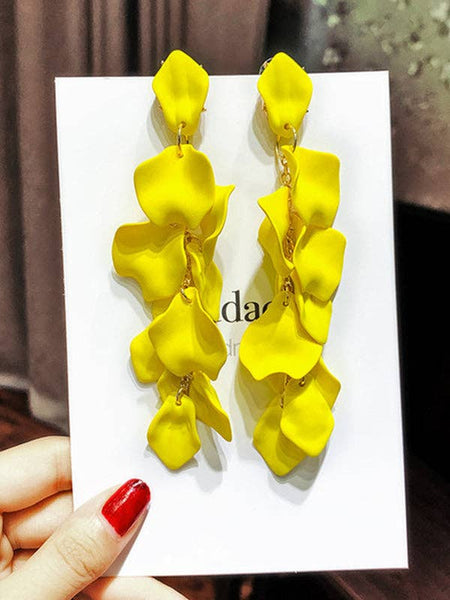 Cascading Petals Acrylic Earring - Yellow