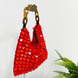 Mia Cotton Purse With Sequins and Chain Handle