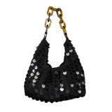 Mia Cotton Purse With Sequins and Chain Handle