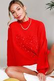 Hearted Embroidered Sequin Detail Knitted Sweater