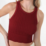 Simply Niki Cable Highneck Crop Top - OS