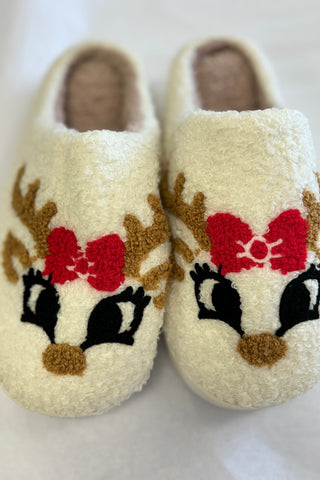 Reindeer Fuzzy Slippers