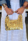 Mia Cotton Purse With Sequins and Chain Handle