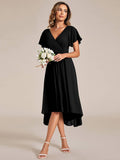 Pleated Ruffles Chiffon Wedding Guest Dress