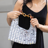 Mia Cotton Purse With Sequins and Chain Handle