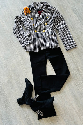 The Classy Girl Houndstooth Notched Collar Blazer