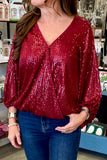 Edith Embroidered Sequin Blouse