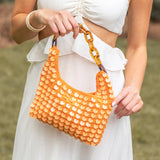 Mia Cotton Purse With Sequins and Chain Handle