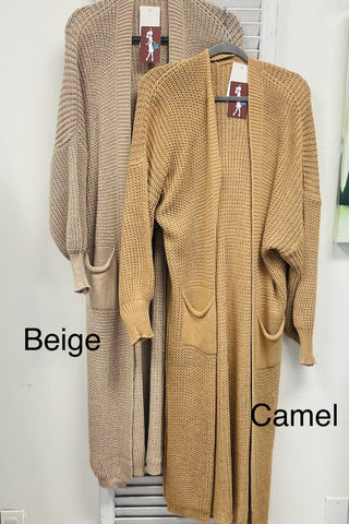 The Lucca Long Knit Cardigan with Balloon Sleeves