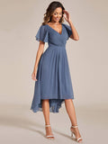 Pleated Ruffles Chiffon Wedding Guest Dress