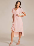 Pleated Ruffles Chiffon Wedding Guest Dress