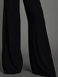 Loose Wide Leg High-Waisted Solid Color Pants Trousers: BLACK / S