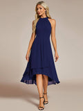 Halter Pleated Empire Waist Wedding Guest Dress