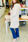 The Q2 Long Ribbed Hooded Cardigan Sweater with Pockets - Cream