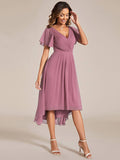 Pleated Ruffles Chiffon Wedding Guest Dress