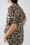 The Q2 Relaxed Leopard Print Cuffed Shirt