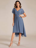 Pleated Ruffles Chiffon Wedding Guest Dress