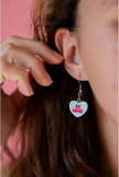 Valentine’s Day Heart Charm Earrings Pink