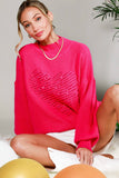 Hearted Embroidered Sequin Detail Knitted Sweater