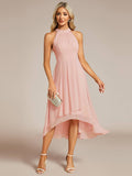 Halter Pleated Empire Waist Wedding Guest Dress