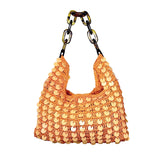 Mia Cotton Purse With Sequins and Chain Handle