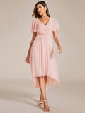 Pleated Ruffles Chiffon Wedding Guest Dress