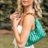 Mia Cotton Purse With Sequins and Chain Handle