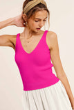 Soft Ribbed Knit V-neck Sleeveless Crop Top