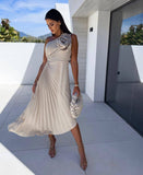 Rosalia Asymmetric Pleated Dress