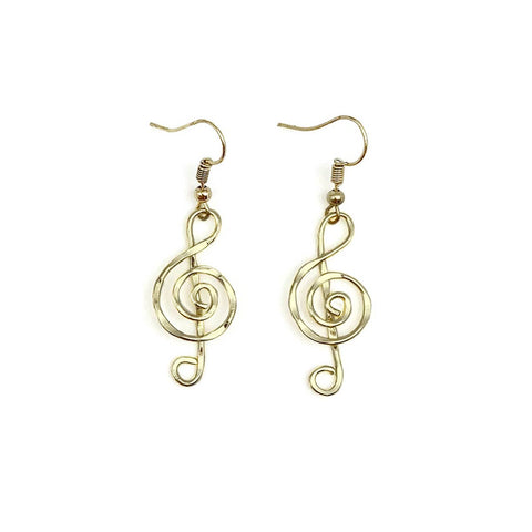 Gold Plated Earrings - Smaller Size Treble Clef