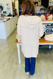 The Q2 Long Ribbed Hooded Cardigan Sweater with Pockets - Cream