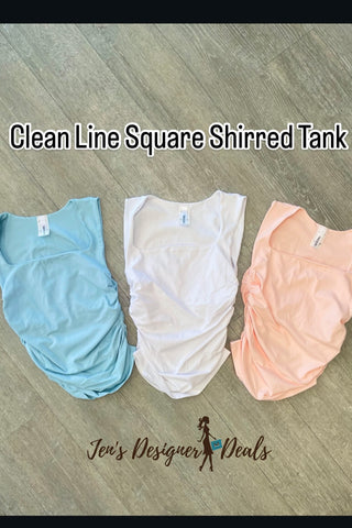 Simply Niki Clean Line Square Shirred Tank Top - One Size