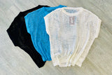 Basic Sheer Short Sleeves Solid Color Knit Top