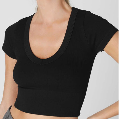 Simply Classic V-Neck Crop Tee