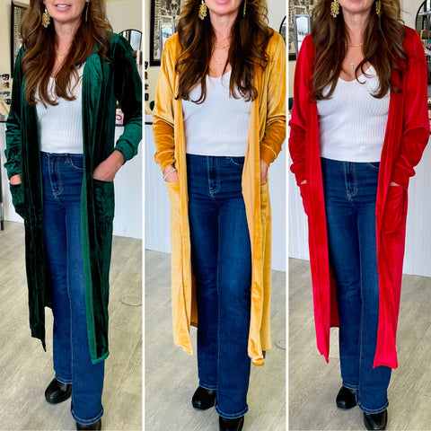 Crushing on Velvet Long Cardigan Duster