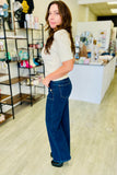 The Q2 Wide Leg Jeans with Details - Blue