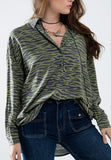 The Q2 Zebra Print Blouse - Green