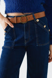 The Q2 Wide Leg Jeans with Details - Blue