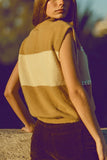 The Q2 Sleeveless Sweater - Camel