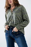 The Q2 Zebra Print Blouse - Green