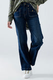 The Q2 Straight Leg w/Front Pocket Jeans  - Blue