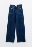 The Q2 Wide Leg Jeans with Details - Blue