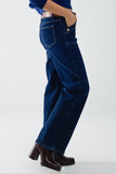 The Q2 Wide Leg Jeans with Details - Blue