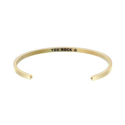 Inspirational Engraved Stainless Steel Cuff Bracelet - Gold