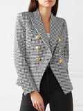 The Classy Girl Houndstooth Notched Collar Blazer