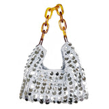 Mia Cotton Purse With Sequins and Chain Handle