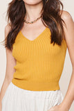 Soft Ribbed Knit V-neck Sleeveless Crop Top